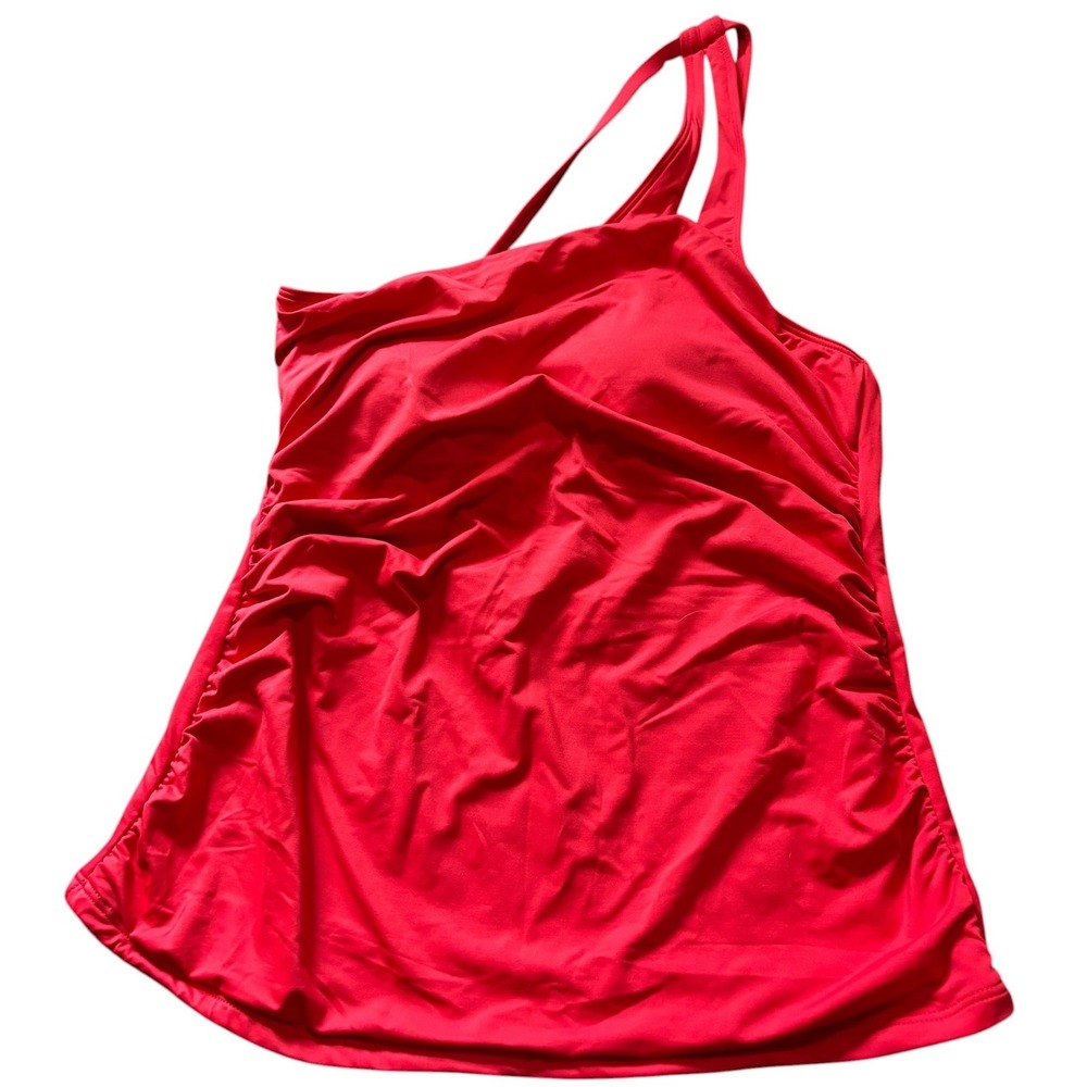 La Blanca Cherry Red One Shoulder Tummy Control Tankini Top LB1IG82 Size 8 - Picture 4 of 10